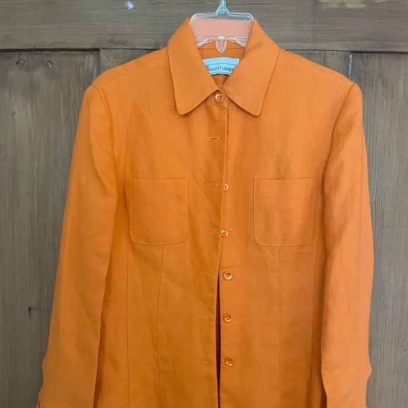 VTG USA Elliot Lauren Solid Orange Linen Suit 6 - Picture 2 of 7